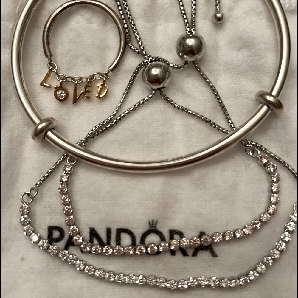 3 Pandora Bracelets and 1 ring
